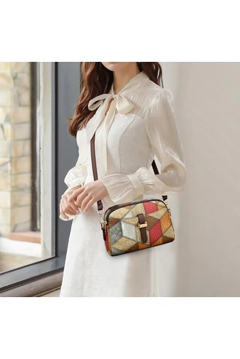 Farebná crossbody kabelka Bonluo so vzorom z imitácie kože Veľkosť 15*21*7 cm