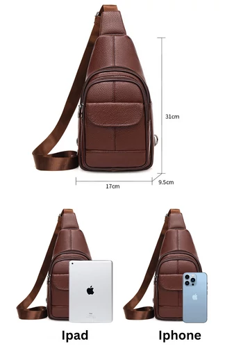 Hnedá crossbody taška Bonluo z prírodnej kože Veľkosť (31*17*9,5cm)