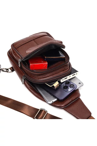 Hnedá crossbody taška Bonluo z prírodnej kože Veľkosť (31*17*9,5cm)