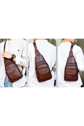 Hnedá crossbody taška Bonluo z prírodnej kože Veľkosť (31*17*9,5cm)