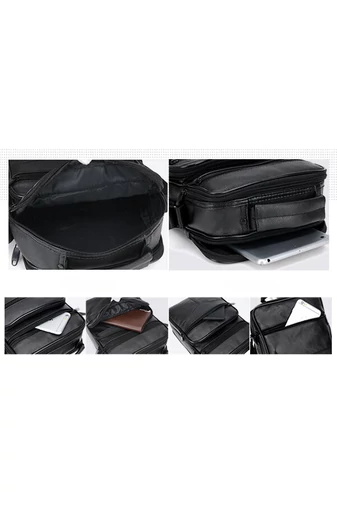 Čierna crossbody taška Bonluo z prírodnej kože Veľkosť (21*18*10cm)