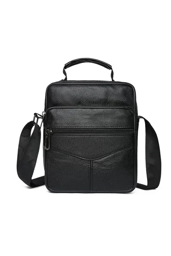 Čierna crossbody taška Bonluo z prírodnej kože Veľkosť (21*18*10cm)