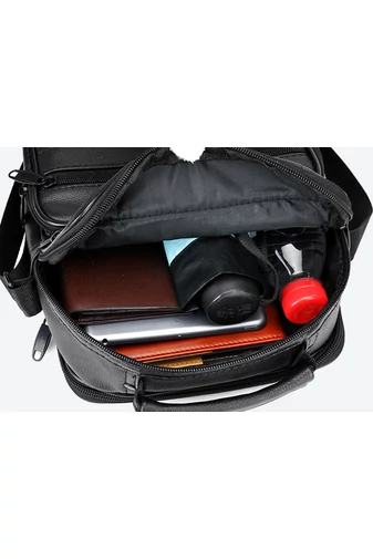Čierna crossbody taška Bonluo z prírodnej kože Veľkosť (21*18*10cm)