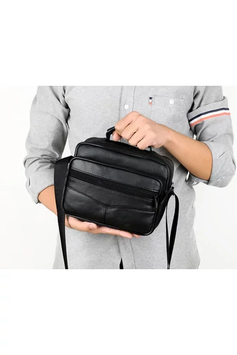 Čierna pánska crossbody taška Bonluo z pravej kože Veľkosť (18*21*10cm)