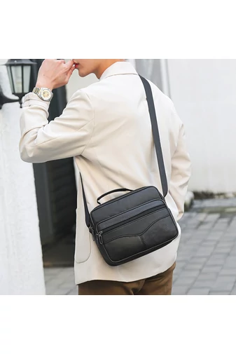 Čierna pánska crossbody taška Bonluo z pravej kože Veľkosť (18*21*10cm)