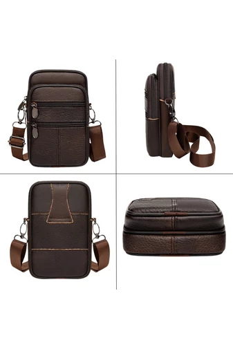 Čierna mini crossbody a opasková taška Bonluo z prírodnej kože Veľkosť (19*11*5cm)
