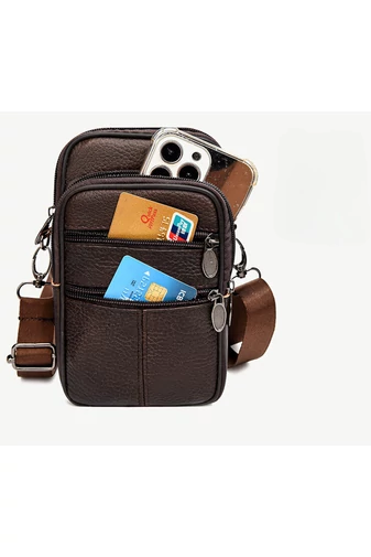 Čierna mini crossbody a opasková taška Bonluo z prírodnej kože Veľkosť (19*11*5cm)