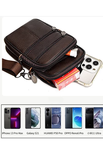 Čierna mini crossbody a opasková taška Bonluo z prírodnej kože Veľkosť (19*11*5cm)