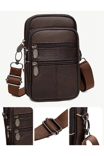 Čierna mini crossbody a opasková taška Bonluo z prírodnej kože Veľkosť (19*11*5cm)