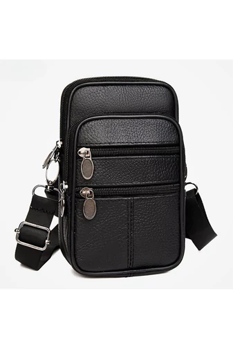 Čierna mini crossbody a opasková taška Bonluo z prírodnej kože Veľkosť (19*11*5cm)