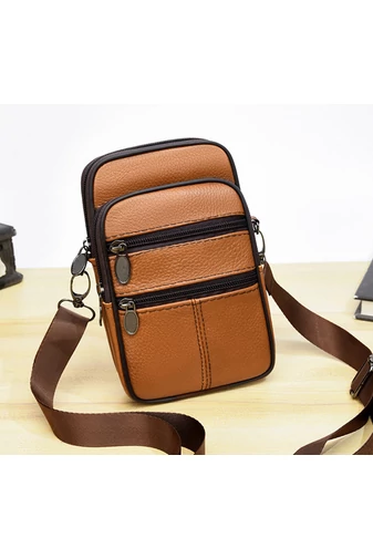 Hnedá mini crossbody a opasková taška Bonluo z prírodnej kože Veľkosť (19*11*5cm)