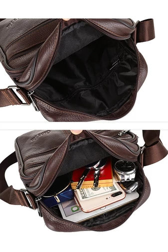 Čierna pánska crossbody taška Bonluo z pravej kože Veľkosť (23*19*7cm)