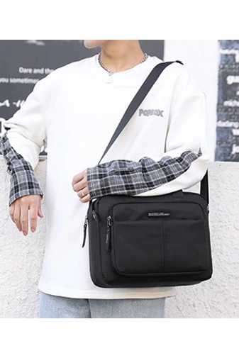 Čierna taška na notebook a crossbody taška Bonluo vyrobená z nepremokavého materiálu Malá veľkosť (25*32*12 cm)