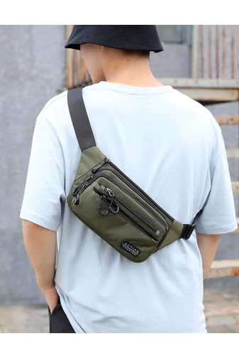 Zelená nepremokavá taška pre mužov 5 praktickými vreckami Veľkosť (15*23*6cm)