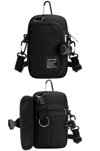 Čierna Crossbody taška Bonluo Unisex vyrobená z vodotesného materiálu Veľkosť (18*10*6cm)