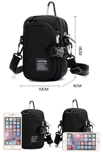 Čierna Crossbody taška Bonluo Unisex vyrobená z vodotesného materiálu Veľkosť (18*10*6cm)