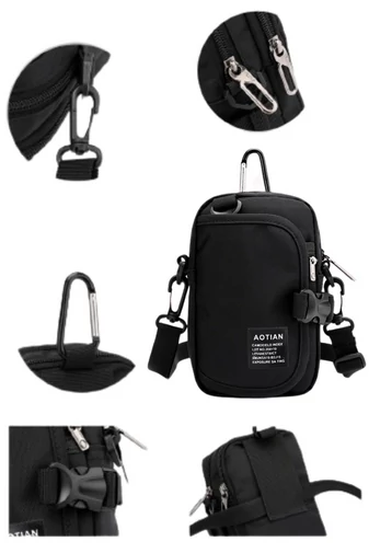 Čierna Crossbody taška Bonluo Unisex vyrobená z vodotesného materiálu Veľkosť (18*10*6cm)