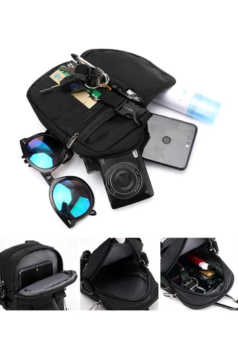 Čierna Crossbody taška Bonluo Unisex vyrobená z vodotesného materiálu Veľkosť (18*10*6cm)