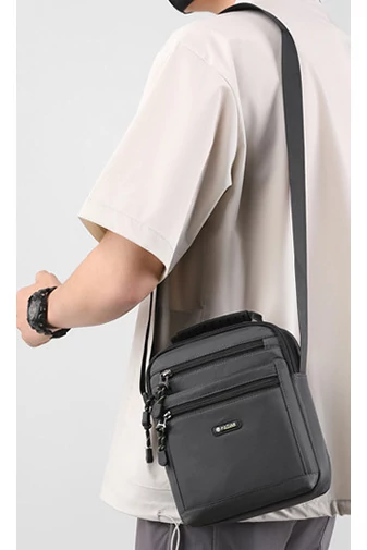 Sivá pánska Crossbody taška Bonluo z nepremokavého materiálu Veľkosť (25*21*8cm)