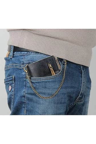 Pánska čierna peňaženka Bonluo z imitácie kože s upevnením na opasok Veľkosť (12*9*3,5cm)