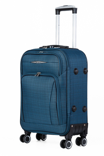 BESTY Modrý ultraľahký veľký textilný kufor so 4 kolieskami (77 x 45 x 23 cm) Veľkosť vrátane koliesok