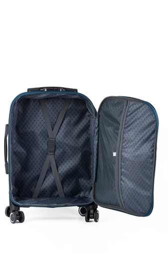 BESTY Modrý ultraľahký veľký textilný kufor so 4 kolieskami (77 x 45 x 23 cm) Veľkosť vrátane koliesok