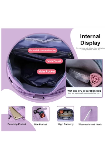 Bonluo fialová cestovná taška / batoh z nepremokavého materiálu, rozmery Wizzair (40*30*20cm) prémiová kvalita
