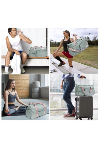 Bonluo zeleno-ružová cestovná/fitness taška s priestorom na topánky veľkosť Wizzair (40x30x20) prémiová kvalita