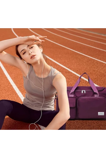 Bonluo tmavo fialová Bonluo Cestovná/fitness taška s priestorom na topánky veľkosť Wizzair (40x30x20) prémiová kvalita