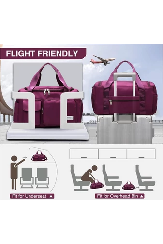 Bonluo tmavo fialová Bonluo Cestovná/fitness taška s priestorom na topánky veľkosť Wizzair (40x30x20) prémiová kvalita