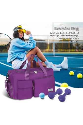 Bonluo tmavo fialová Bonluo Cestovná/fitness taška s priestorom na topánky veľkosť Wizzair (40x30x20) prémiová kvalita
