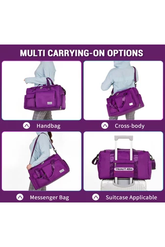 Bonluo tmavo fialová Bonluo Cestovná/fitness taška s priestorom na topánky veľkosť Wizzair (40x30x20) prémiová kvalita