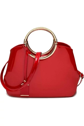 Bonluo červená elegantná kabelka/crossbody z lakovaného materiálu (28x10,5x22cm)
