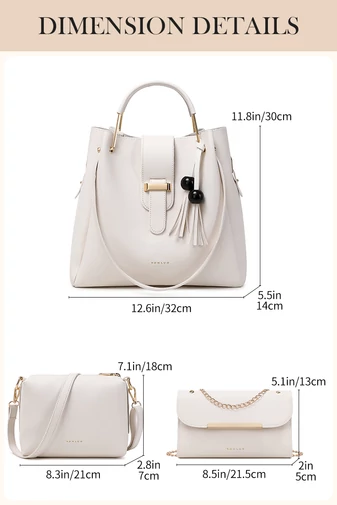 Bonluo súprava béžových kabeliek - cez rameno, crossbody a príležitostná (3ks)