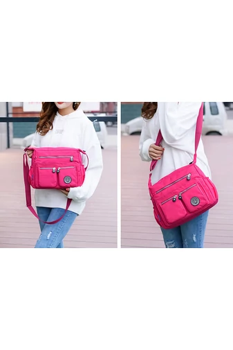 Bonluo kávová-hnedá Crossbody kabelka vyrobená z nepremokavého materiálu Veľkosť 22*29*12 cm