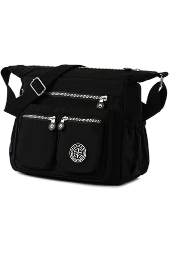 Bonluo čierna Crossbody kabelka vyrobená z nepremokavého materiálu Veľkosť 22*29*12 cm