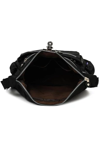 Bonluo čierna Crossbody kabelka vyrobená z nepremokavého materiálu Veľkosť 22*29*12 cm