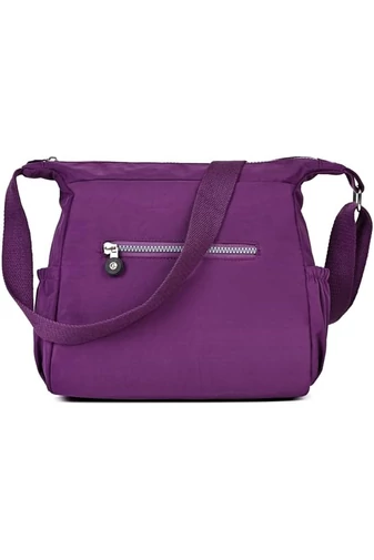 Bonluo fialová Crossbody kabelka vyrobená z nepremokavého materiálu Veľkosť 22*29*12 cm