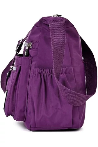Bonluo fialová Crossbody kabelka vyrobená z nepremokavého materiálu Veľkosť 22*29*12 cm