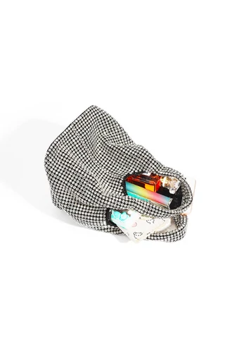 Strieborná elegantná malá taška s kamienkami Bonluo (14,5*14,5*15 cm)