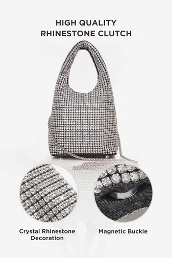 Strieborná elegantná malá taška s kamienkami Bonluo (14,5*14,5*15 cm)