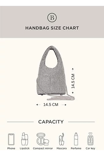 Strieborná elegantná malá taška s kamienkami Bonluo (14,5*14,5*15 cm)