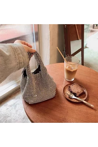 Strieborná elegantná malá taška s kamienkami Bonluo (14,5*14,5*15 cm)