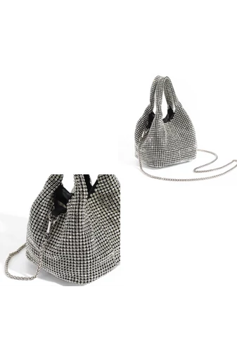 Strieborná elegantná malá taška s kamienkami Bonluo (14,5*14,5*15 cm)