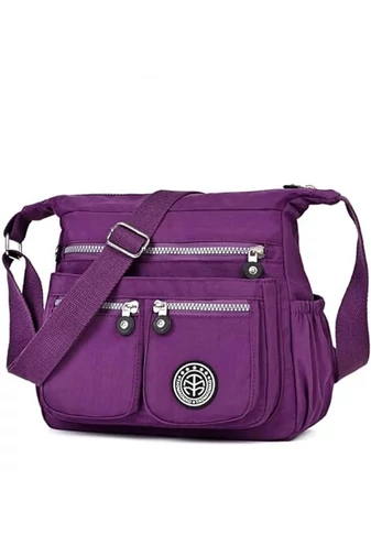 Bonluo fialová Crossbody kabelka vyrobená z nepremokavého materiálu Veľkosť 22*29*12 cm