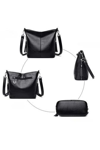 Bonluo Čierna Crossbody kabelka z imitácie kože Veľkosť 20*21*10cm