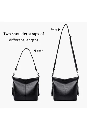 Bonluo Čierna Crossbody kabelka z imitácie kože Veľkosť 20*21*10cm