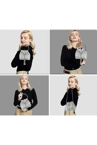 Elegantná strieborná crossbody kabelka Veľkosť 15*17*11cm Bonluo
