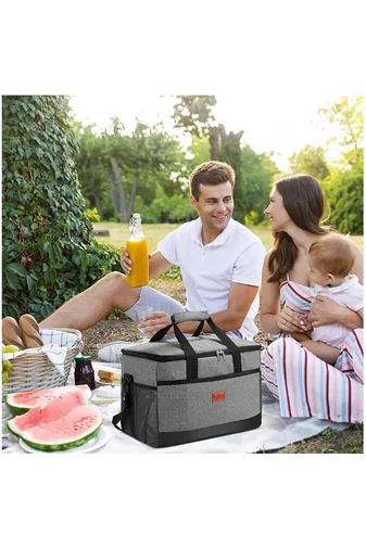 Sivá termoizolačná taška Bonluo vyrobená z vodotesného materiálu Veľkosť 31*42*28cm