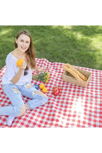 Červená kockovaná nepremokavá deka na piknik Bonluo Veľkosť 200*150cm